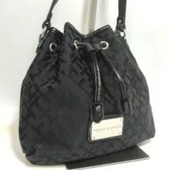 TOMMY HILFIGER ミニ ショルダーバッグ キャンバス ブラック