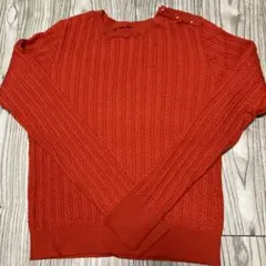 INDIVI ケーブルニット 長袖セーター オレンジ