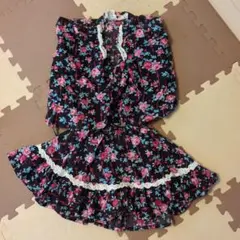 花柄黒浴衣ドレス 100cm