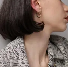 サージカルステンレス バイカラーフープピアス　ajiro accessory