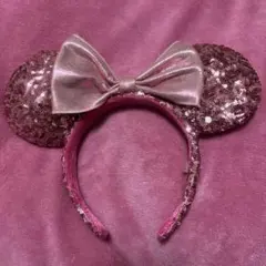 ミッキー耳カチューシャ ピンク スパンコール