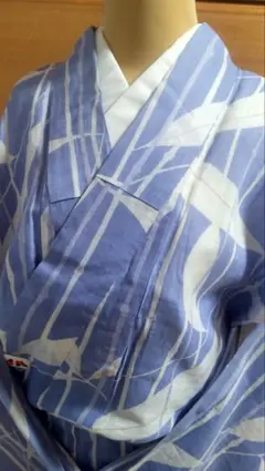 【アンティーク】水色竹模様の小紋着物 レディース【夏着物】