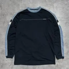 90s POINT ZERO 長袖Tシャツ ネイビー サイドライン ワンポイント