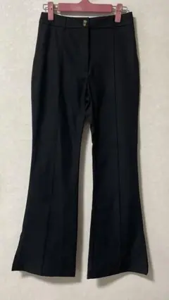 ブラック フレアパンツ Petite XS サイドスリット