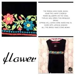 新品❤️花柄刺繍ワンピース✨チュニックワンピース✨フリル＆リボン✨送料込‼️