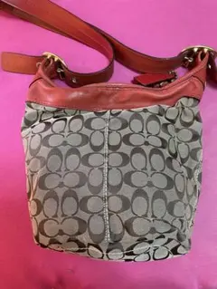 Coach ショルダーバッグ ブラウン/レッド