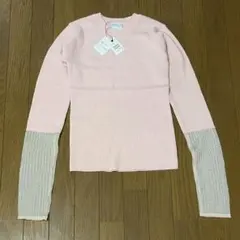 新品　CIAOPANIC TYPY チャオパニック　袖シアーリブニット　ピンク