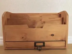 木製 レターラック 卓上収納 引き出し付き