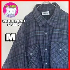 usa古着 WOODLAND CREEK ネルシャツ M チェック ネイビー