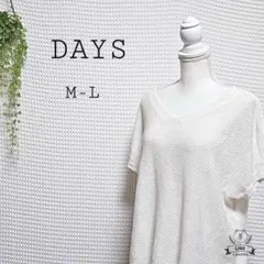 ☆ DAYS (M-L) リネン 半袖 サマー ニット ステップヘム ホワイト