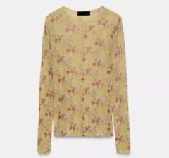 ZARA フローラルプリントニットトップス s - メルカリ