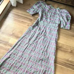 みぽ 様ZARA ザラ チェック柄 パフスリーブワンピース サイズS ロング丈