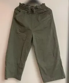 綿ワイドパンツ　裏起毛　140 カーキ