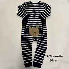 babyGap くまさん アップリケ ボーダー カバーオール 90 ネイビー