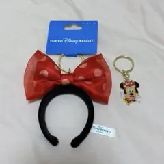 ミニー キーホルダー カチューシャ ディズニー 2点セット