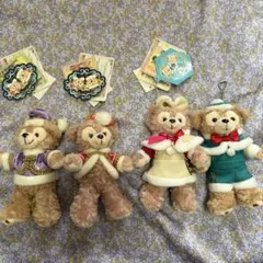 【美品】ダッフィー　シェリーメイ　ぬいぐるみバッジ　ストラップ　クリスマス