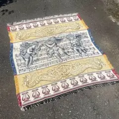 天使×楽譜　アート　vintageブランケット ラグ　タペストリーエンジェル古着