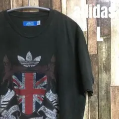 adidas アディダス　L　ビッグプリント　希少デザイン　ブラック　Tシャツ
