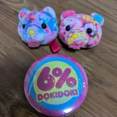 6%DOKIDOKI 缶バッジ ぬいぐるみセット