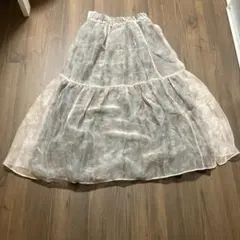 フレアロングスカート 淡いベージュ F