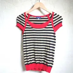 【美品】バーバリーブルーレーベル ボーダー フレンチ袖 ニット カットソー 38