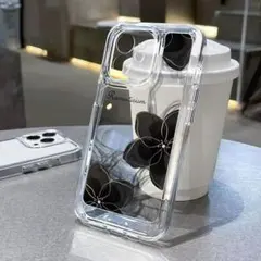 iPhone17用 クリアケース 花柄 大人可愛い 韓国 人気 デザイン