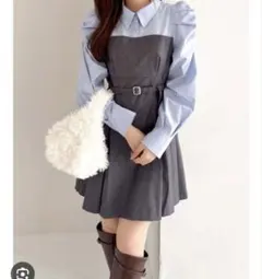 dazzlin 長袖レイヤードシャツミニワンピース