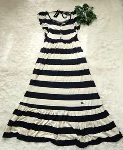 バーバリーブルーレーベル ボーダー マキシワンピース ロング フリル 38のサムネイル