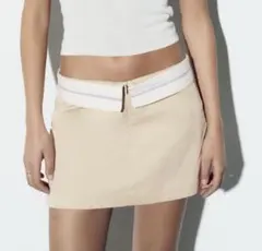 ZARA 折り返しデザイン　ミニスカパン　ベージュ　キュロット