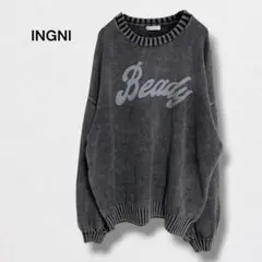 イング INGNI ウォッシュロゴニット プルオーバー ヴィンテージ風 ゆったりのサムネイル