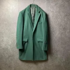 VINTAGE コート　ミドル丈　緑　カシミヤ混　ビジネス　ビンテージ