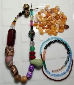 ③アジアンパーツ　ビーズ　鈴　ハンドメイド材料 　イエローアゲート　まとめ売り