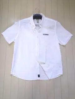美品 L.L.Bean エルエルビーン ホワイト半袖シャツ L ロゴ 刺繍