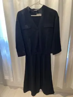 本日限定価格ブラック Vネック シャツワンピース