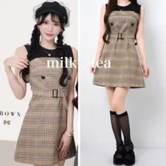 新品タグ付 ルミニョン Layered check belt dress