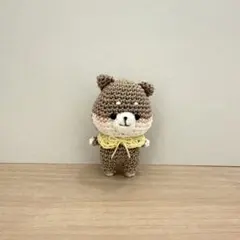 K*B様 あみぐるみ　柴犬 ラテカラー × レモネードケープ 手のひらサイズ