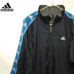 美品 希少 アディダス ナイロンジャケット L 紺 万国旗タグ 48