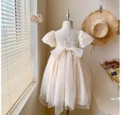 パールつきシフォンドレス　白　120 フォーマル ワンピース 　キッズ　女の子