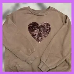 ❤️H＆M☆裏起毛　スパンコールトレーナー☆134／140茶色