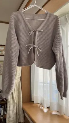 INGNIのVネック2リボンニットカーディガン