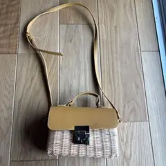 ZARA かごバッグ イエロー/ホワイト