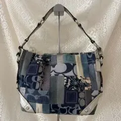 vintagecoach denimpatchwork shoulderbag