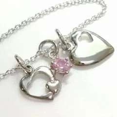 ✨未使用✨ Silver925 ハートモチーフ＆ピンクジルコニア ネックレス