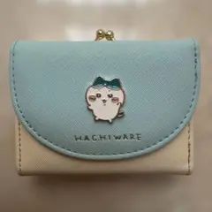 ちいかわ ハチワレ がま口 三つ折り財布 ミニ財布 ブルー 未使用　1月まで
