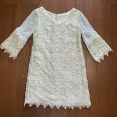 【美品】ランゲージ　ミントグリーン　刺繍レースワンピースのサムネイル