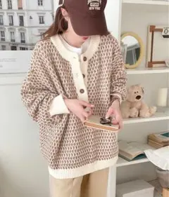 classicalelf 2wayジャガード柄 オーバーサイズ ニット