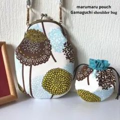 まんまる巾着ミニ&スマホがま口ショルダーポーチ Flower
