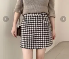 千鳥柄ミニスカート　ブラック