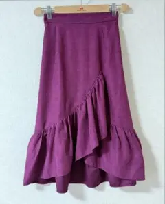 【美品】ペプラムスカート プラムパープル フリーサイズ 美シルエット きれいめ✨のサムネイル