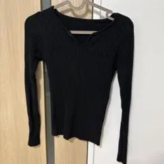 LAUTIR 黒 リブ編み 長袖トップス